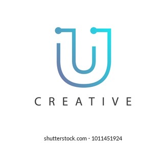 Initial Letter U logo Connected circle symbol. Design Template Element