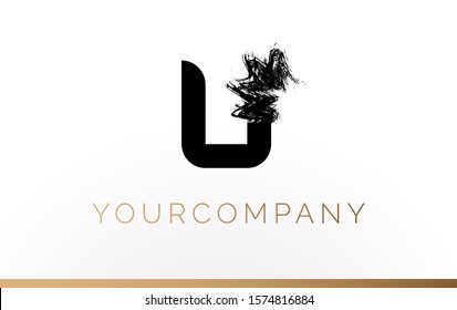 Initial Letter U Logo Design Template Element. With Brush Paint Stroke