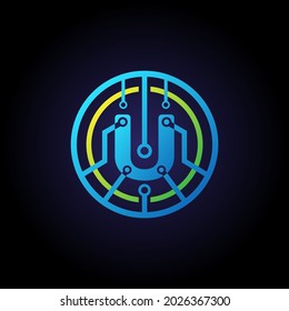 Initial letter U logo design template, Technology icon vector logo in circle