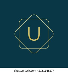 Initial letter U logo design vector with square element. creative U letter logo design.