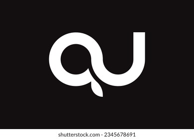 Initial letter a u logo design template on black background