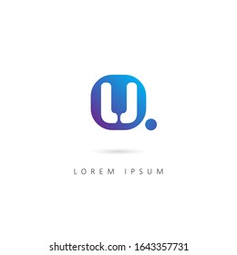 Initial Letter U Logo with Dot. Design Vector Illustration Template