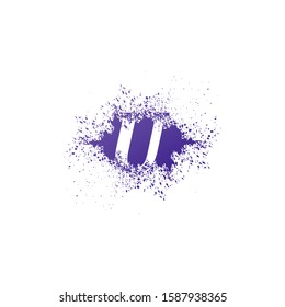 Initial  Letter U Logo Icon Abstract  Ink Splatter. Purple  splash  with hidden letter logo icon vector design concept