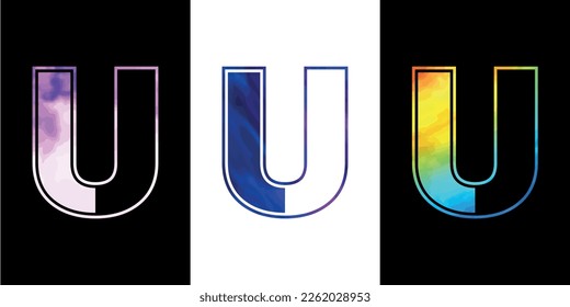 Letra inicial logotipo de la U Plantilla de diseño vectorial de iconos. Logotipo de lujo premium para la identidad empresarial