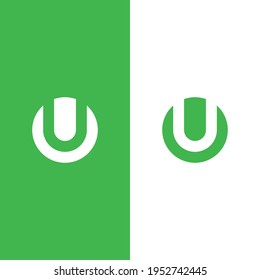 initial letter u logo inside shape, ou or uo inside o rounded green and white background