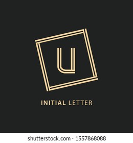 initial letter u logo with line square concept, design vector letter line template element