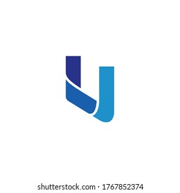 initial letter U logo, line art style design template