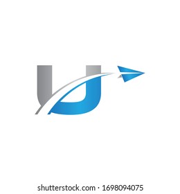 initial letter u logo Origami paper plane
