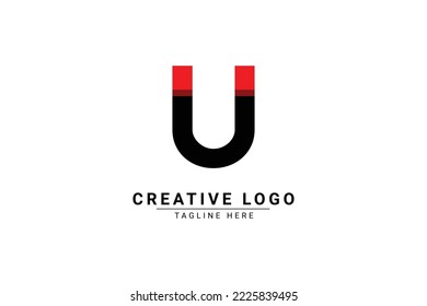 Initial Letter U Logo. Red and black  shape U Letter logo with shadow usable for Business and Branding Logos. Flat Vector Logo Design Template Element.