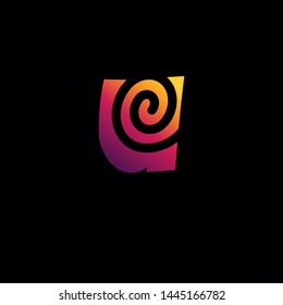 Initial Letter U Logo with Spiral Element