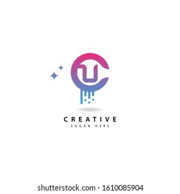 Initial letter U logo with splash background.  letter combination logo design for creative industry   web   business and company.