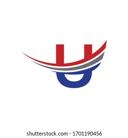 letra inicial u logotipo ala roja, azul y gris color