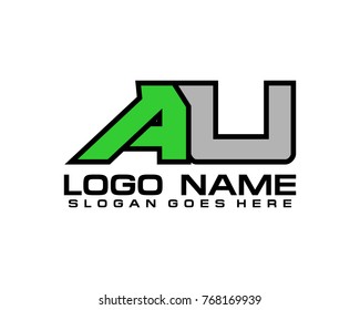 Initial letter A & U logo template vector