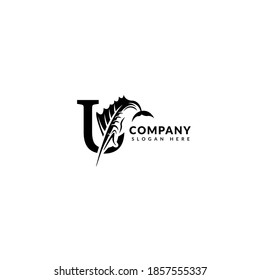 Initial letter U logotype. Minimalist fish logo concept, fit for fishing, seafood restaurant, packaging or ocean traveling. Illustration vector logo.
