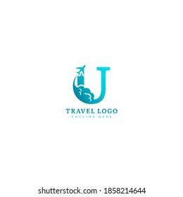 Initial letter U logotype. Minimalist traveling logo concept, fit for adventure, vacation agency, tour business or traveling agent. Illustration vector logo.