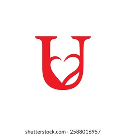 initial letter u with love valentine day