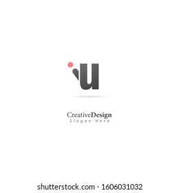 Initial Letter I U Lowercase Logo Template. Design Vector Illustration