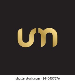 Initial letter u m linked lowercase logo design template elements. Gold letter Isolated on black  background. Suitable for business, consulting group company.