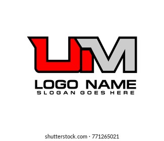 Initial letter U & M logo template vector