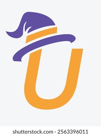 Initial Letter U Magic Hat Logo Design Concept For Magic Fantasy Symbol