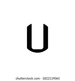 Initial Letter U Modern Style with black and white color.