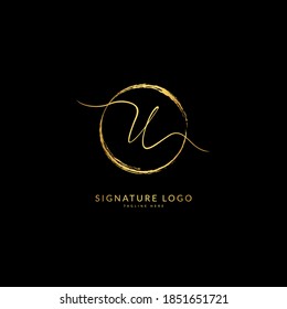 Initial letter U. Monogram signature logo design template. Minimalis logo concept for business and company.