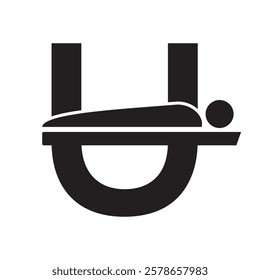 Initial Letter U MRI Symbol Of Medical MRI Procedure Vector Template. Tomography Sign