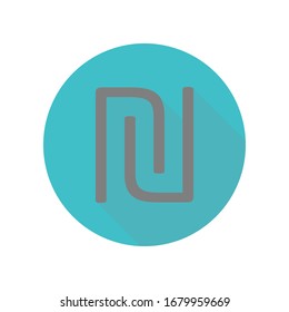 Initial letter u and n logo long shadow icon. Simple glyph, flat vector of web icons for ui and ux, website or mobile application