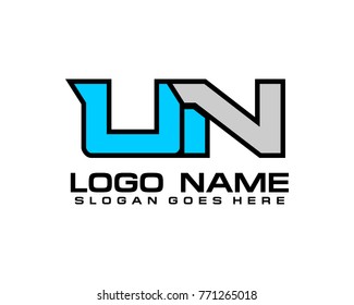 Initial letter U & N logo template vector