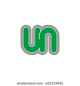 initial letter u and n. un monogram outline logo