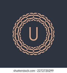 letra inicial emblema ornamental logotipo de patrón de círculo