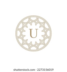 letra inicial emblema ornamental logotipo de patrón de círculo