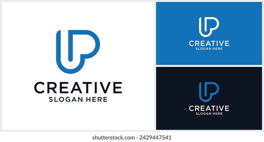 Initial letter U P logo design template with liner style