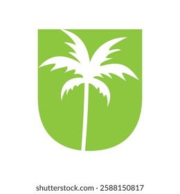 Initial Letter U Palm Logo Design Vector Template