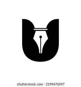 Initial Letter U Pen Nib Icon For Education Logo and Law Symbol Vector Template Based Alphabet