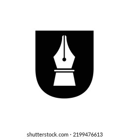 Initial Letter U Pen Nib Icon For Education Logo and Law Symbol Vector Template Based Alphabet