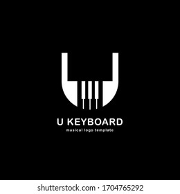 Initial Letter u Piano symbol Logo Design. Modern monogram logo template isolated on grey background. Vector Illustration.