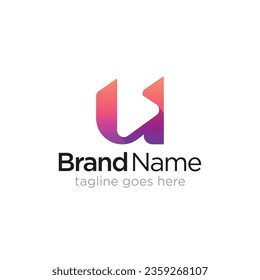 Initial letter U and Play logo, vector logo template