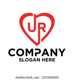 Initial letter u r in love shape logo vector design