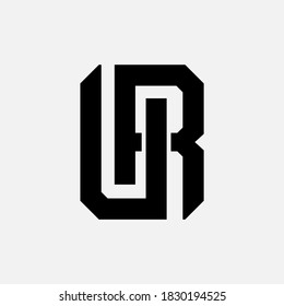 Letra inicial U, R, UR o RU solapadas, entrelazadas, logotipo monograma, color negro sobre fondo blanco