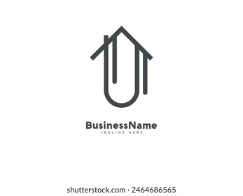Letra inicial U logo inmobiliario diseño icono de Vector