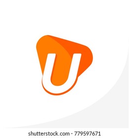 Initial Letter U Rounded Triangle Shape Logo Template