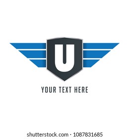 Initial Letter U Shield Icon Design Logo Template vector