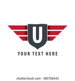 Initial Letter U Shield Icon Design Logo Template