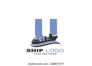 initial Letter U ship logo