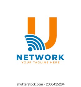 Initial Letter U with Signal Sign Logo Branding Identity Logo Design Template