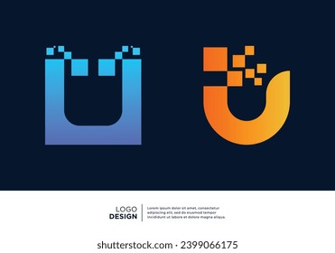 Initial letter U smart logo design. Artificial Intelligence concept.