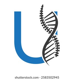 Initial Letter U Spin Therapy Logo, Orthopedic Symbol For Medical and Healthcare Icon