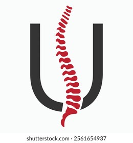 Initial Letter U Spine Logo Concept For Chiropractic Logo Design, Medical Physiotherapy Symbol