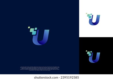 
Initial Letter U with square pixel dot Motion . Vector Logo Design Template
